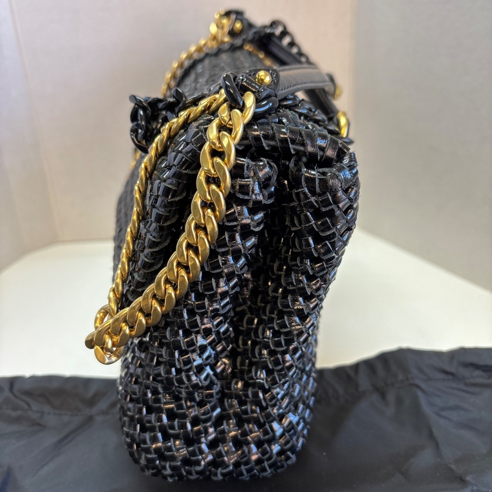Rebecca Minkoff Black Woven Leather Crossbody Shoulder Bag - Picture 3 of 6